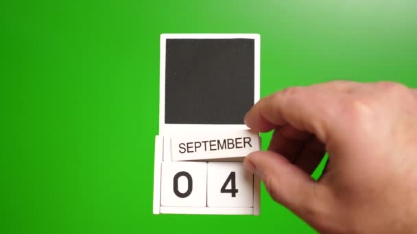 Kalender Med Datum September Grön Bakgrund Illustration För Händelse Ett — Stockvideo