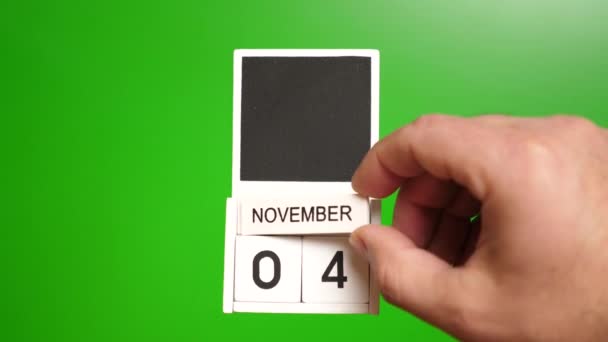 Kalender Dengan Tanggal November Dengan Latar Belakang Hijau Ilustrasi Untuk — Stok Video