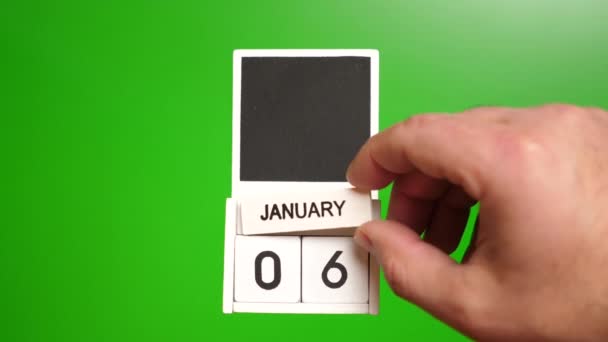 Calendario Con Fecha Enero Sobre Fondo Verde Ilustración Para Evento — Vídeos de Stock