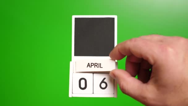 Calendario Con Fecha Abril Sobre Fondo Verde Ilustración Para Evento — Vídeos de Stock