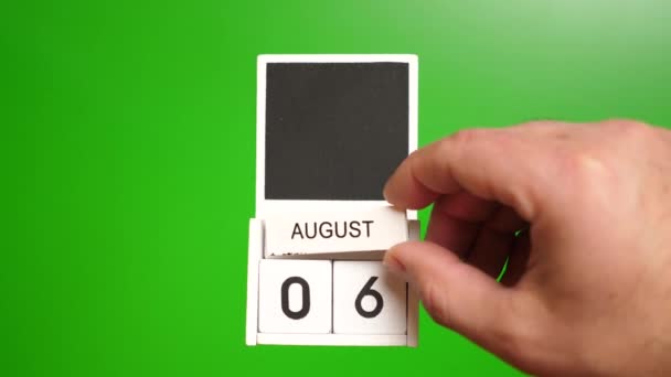 Kalendář Datem Srpna Zeleném Pozadí Ilustrace Pro Událost Určitého Data — Stock video