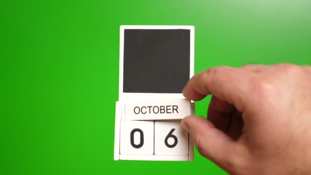 Kalendář Datem Října Zeleném Pozadí Ilustrace Pro Událost Určitého Data — Stock video