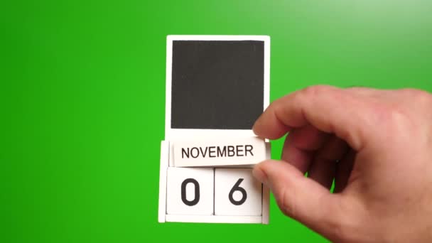 Calendar Data Noiembrie Fundal Verde Ilustrație Pentru Eveniment Anumită Dată — Videoclip de stoc