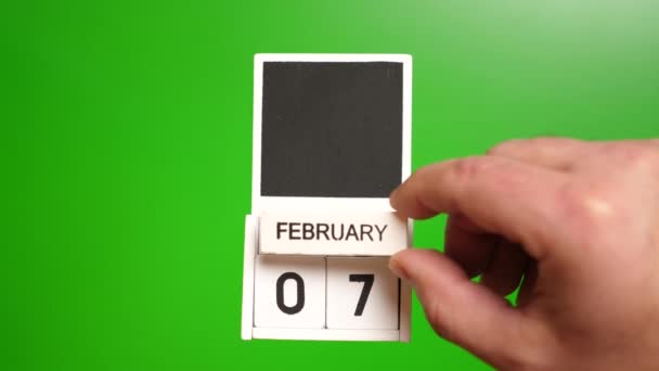 2月7日をグリーンバックにした日付のカレンダー 特定の日付のイベントのイラスト — ストック動画