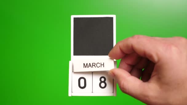 Календарь Датой Марта Зеленом Фоне Иллюстрация Событию Определенной Даты — стоковое видео