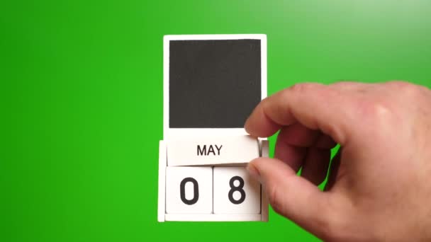 日期为5月8日 绿色背景 特定日期事件的说明性说明 — 图库视频影像