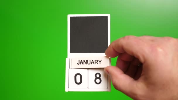 Kalender Med Dato Januar Grønn Bakgrunn Illustrasjon Hendelse Bestemt Dato – stockvideo