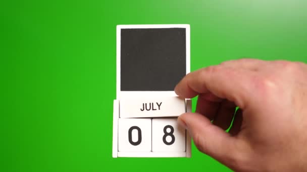 Календарь Датой Июля Зеленом Фоне Иллюстрация Событию Определенной Даты — стоковое видео