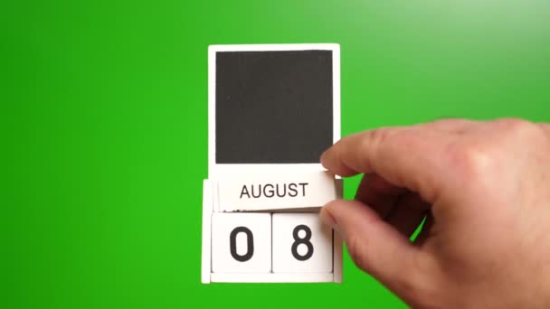 Kalendarz Datą Sierpnia Zielonym Tle Ilustracja Zdarzenia Określonej Dacie — Wideo stockowe