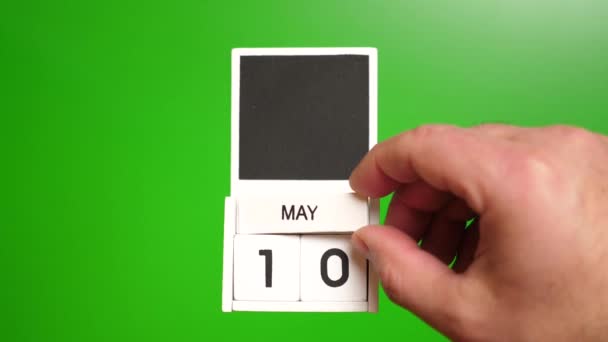 Календар Датою Травня Зеленому Тлі Ілюстрація Події Певної Дати — стокове відео