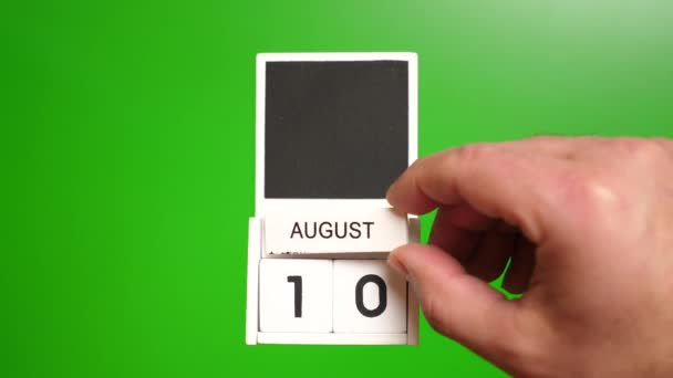 Calendario Con Fecha Agosto Sobre Fondo Verde Ilustración Para Evento — Vídeos de Stock