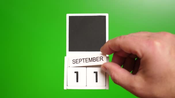 日期为9月11日的日历绿色背景 特定日期事件的说明性说明 — 图库视频影像