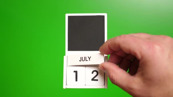 Kalendář Datem Července Zeleném Pozadí Ilustrace Pro Událost Určitého Data — Stock video