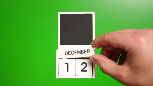 日期为12月12日的日历 绿色背景 特定日期事件的说明性说明 — 图库视频影像