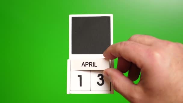 Kalendář Datem Dubna Zeleném Pozadí Ilustrace Pro Událost Určitého Data — Stock video