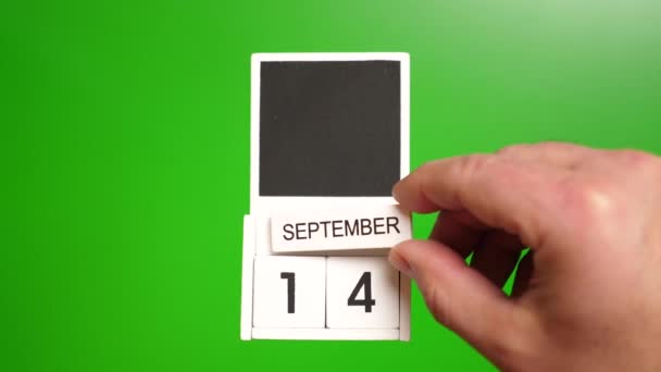 Calendario Con Fecha Septiembre Sobre Fondo Verde Ilustración Para Evento — Vídeo de stock