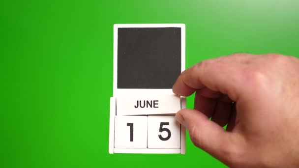 Kalendář Datem Června Zeleném Pozadí Ilustrace Pro Událost Určitého Data — Stock video