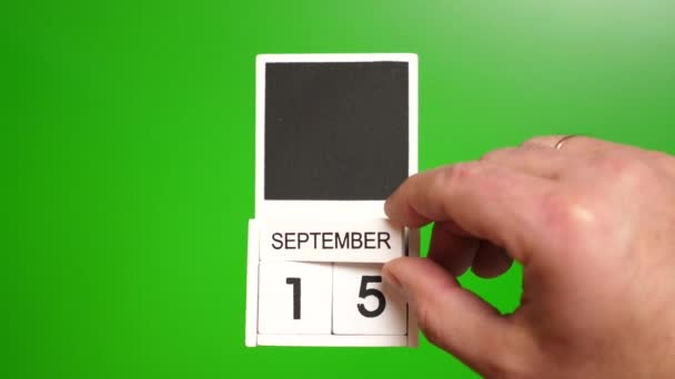 Kalender Med Datum September Grön Bakgrund Illustration För Händelse Ett — Stockvideo