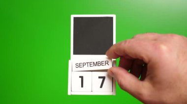 17 Eylül tarihli takvim yeşil arka planda. Belirli bir tarihteki olay için illüstrasyon.