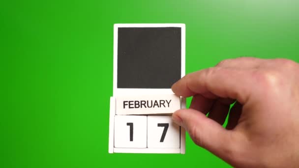 日历日期为2月17日 绿色背景 特定日期事件的说明性说明 — 图库视频影像