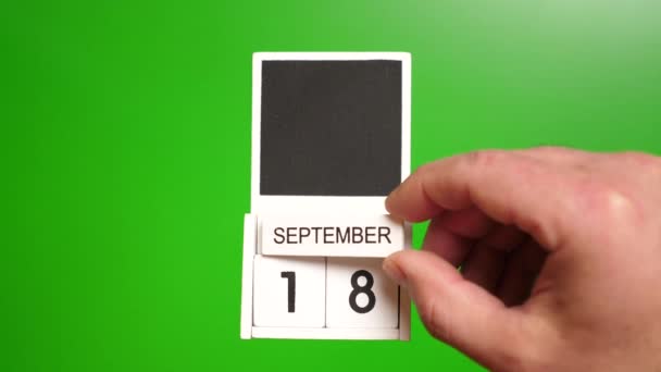 9月18日の日付をグリーンバックにしたカレンダー 特定の日付のイベントのイラスト — ストック動画