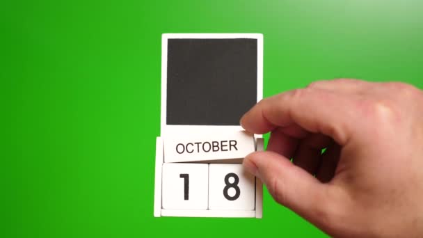 日历日期为10月18日 绿色背景 特定日期事件的说明性说明 — 图库视频影像