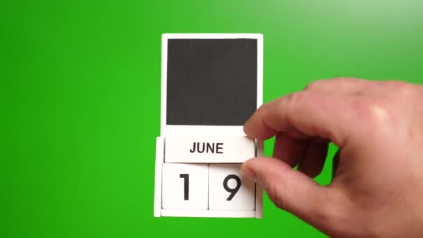 Calendario Con Data Giugno Sfondo Verde Illustrazione Evento Una Certa — Video Stock