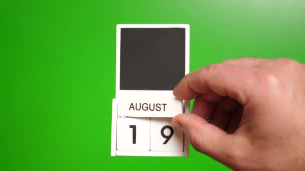 Kalendář Datem Srpna Zeleném Pozadí Ilustrace Pro Událost Určitého Data — Stock video