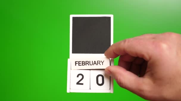 2月20日をグリーンバックにした日付のカレンダー 特定の日付のイベントのイラスト — ストック動画