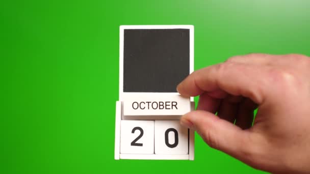 Kalender Dengan Tanggal Oktober Dengan Latar Belakang Hijau Ilustrasi Untuk — Stok Video