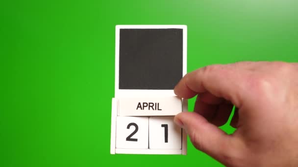 Calendario Con Data Aprile Sfondo Verde Illustrazione Evento Una Certa — Video Stock