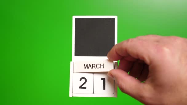 Kalender Mit Dem Datum März Auf Grünem Hintergrund Illustration Für — Stockvideo