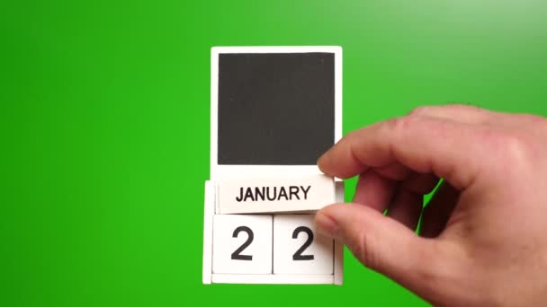 Kalendarz Datą Stycznia Zielonym Tle Ilustracja Zdarzenia Określonej Dacie — Wideo stockowe