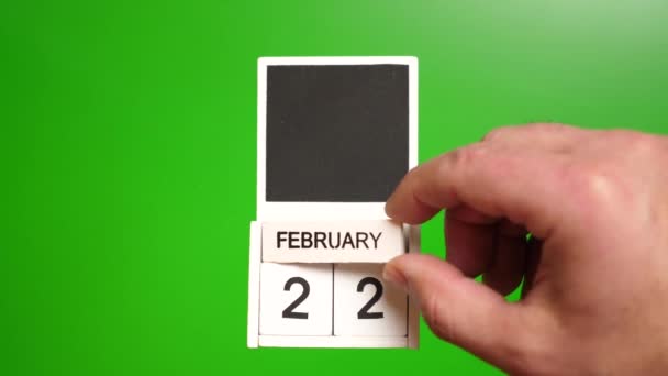 Kalendář Datem Února Zeleném Pozadí Ilustrace Pro Událost Určitého Data — Stock video