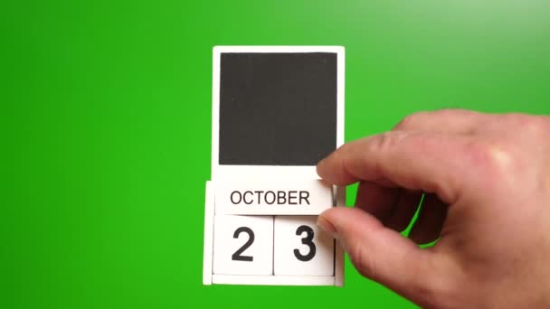 Takvim Ekim Yeşil Arka Planda Belirli Bir Tarihteki Olay Için — Stok video