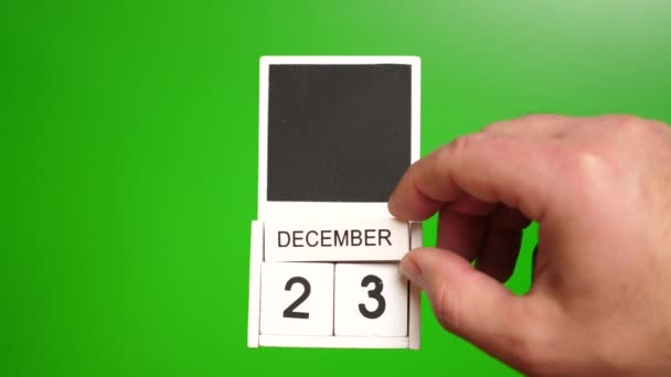 Kalender Mit Dem Datum Dezember Auf Grünem Hintergrund Illustration Für — Stockvideo