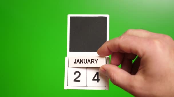 Calendario Con Data Gennaio Sfondo Verde Illustrazione Evento Una Certa — Video Stock