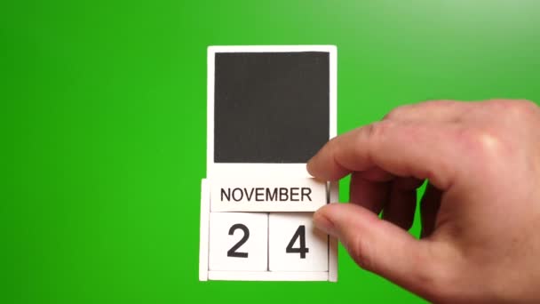Naptár Dátum November Zöld Alapon Illusztráció Egy Bizonyos Dátumú Eseményhez — Stock videók
