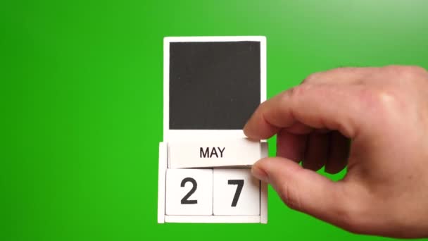 Kalendář Datem Května Zeleném Pozadí Ilustrace Pro Událost Určitého Data — Stock video