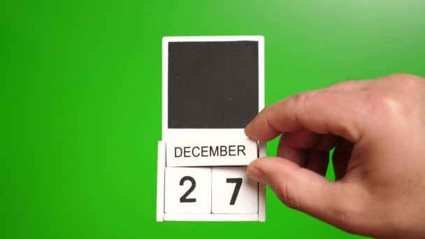 Takvim Aralık Yeşil Arka Planda Belirli Bir Tarihteki Olay Için — Stok video