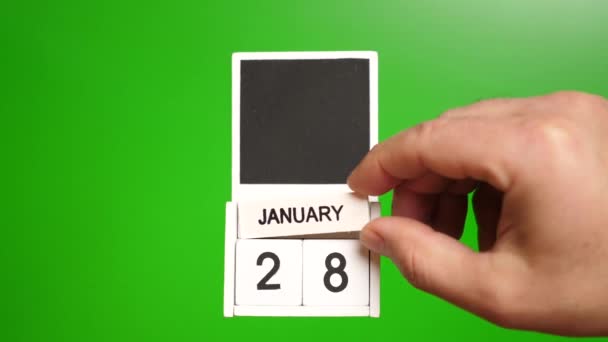 Takvim Ocak Yeşil Arka Planda Belirli Bir Tarihteki Olay Için — Stok video
