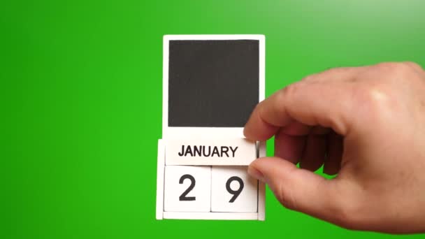 Calendario Con Fecha Enero Sobre Fondo Verde Ilustración Para Evento — Vídeos de Stock