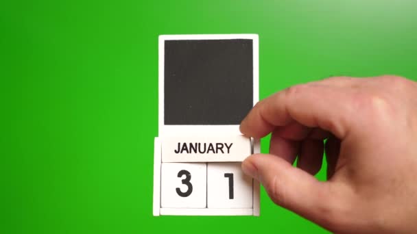 Calendario Con Data Gennaio Sfondo Verde Illustrazione Evento Una Certa — Video Stock