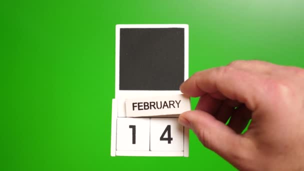 Kalender Mit Dem Datum Februar Auf Grünem Hintergrund Illustration Für — Stockvideo