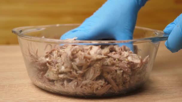 Mięsa Dodaje Się Sól Przyprawy Przygotowanie Dań Mięsnych — Wideo stockowe
