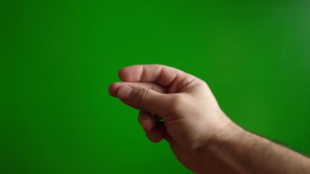Klickande Fingrar Manlig Hand Grön Bakgrund Begreppet Lätthet Och Enkelhet — Stockvideo
