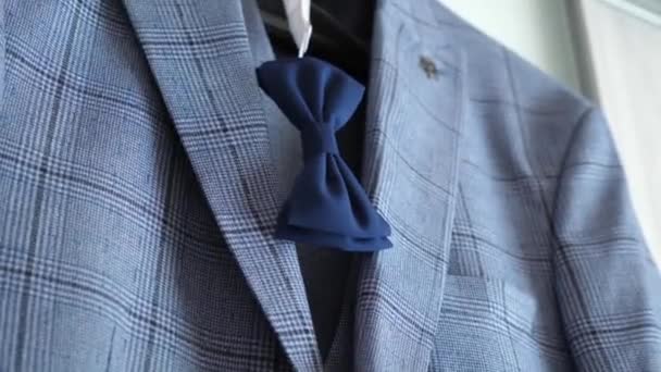 Gray Formal Jacket Bow Tie Hanger — Stock Video