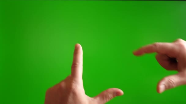 Human Hands Show Gesture Forming Frame Green Background Stock Footage