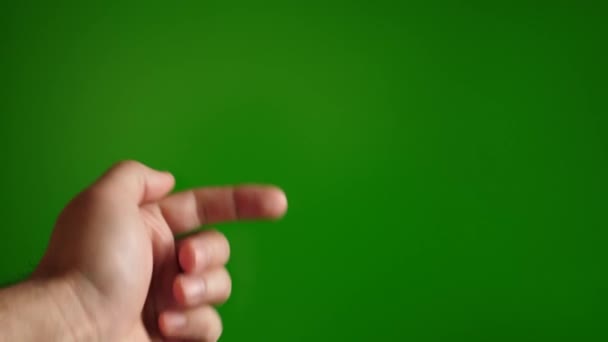 到这里来 在绿色背景上做手指手势 — 图库视频影像
