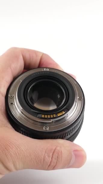 Photo Lens Blown Away Dust Pear Care Photo Optics Vertical — Stock Video